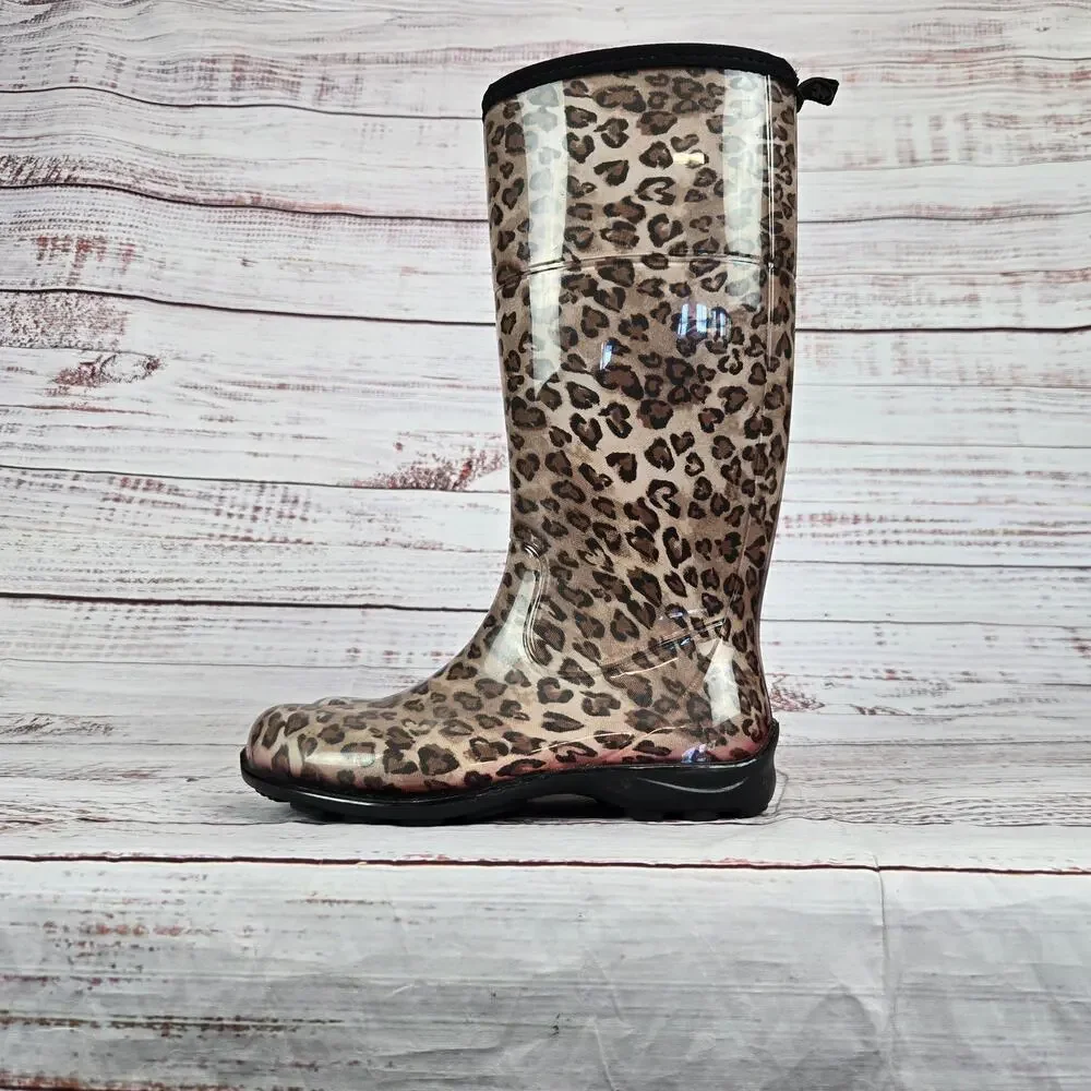 Kamik Rain Boots Size 6 Cheetah Leopard Print Waterproof Outdoor Nature Earthy